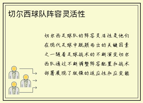 切尔西球队阵容灵活性