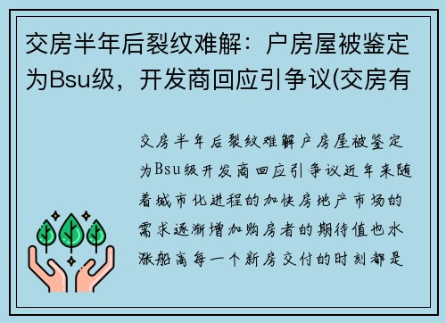 交房半年后裂纹难解：户房屋被鉴定为Bsu级，开发商回应引争议(交房有裂缝怎么办)