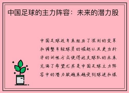 中国足球的主力阵容：未来的潜力股